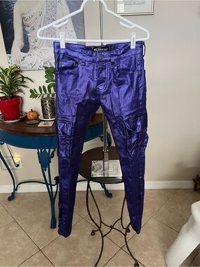 Valabasas Cozart purple waxed cargo Skinny Stretch jeans - 28